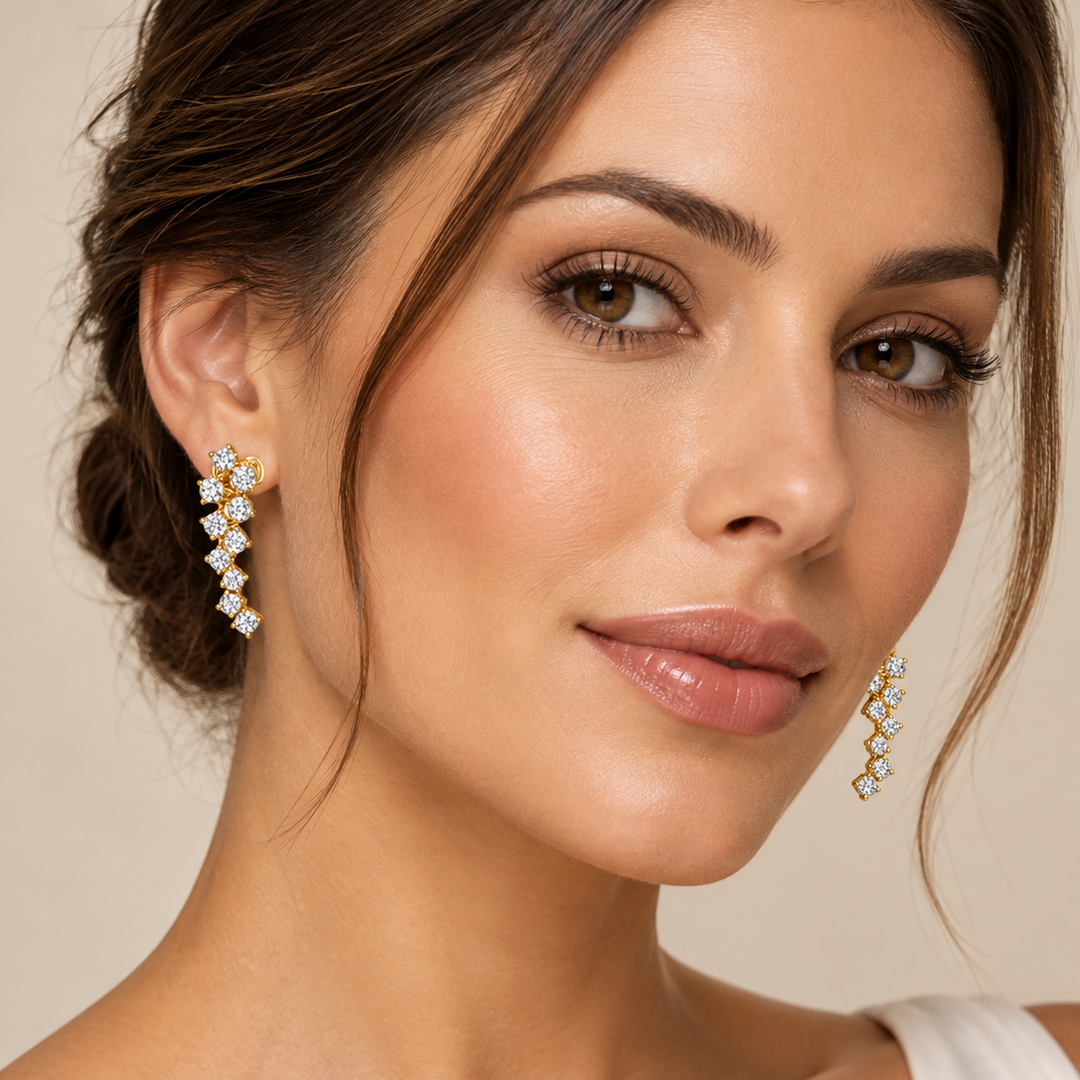 18K Yellow Gold Natural Diamond Drop Earrings