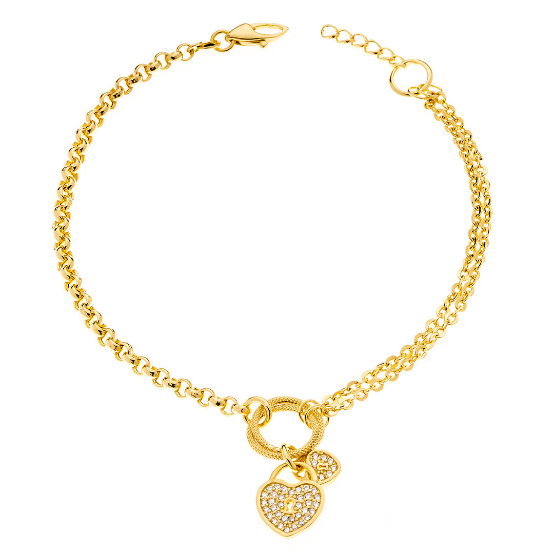 Pulsera de Oro 18k con Corazón