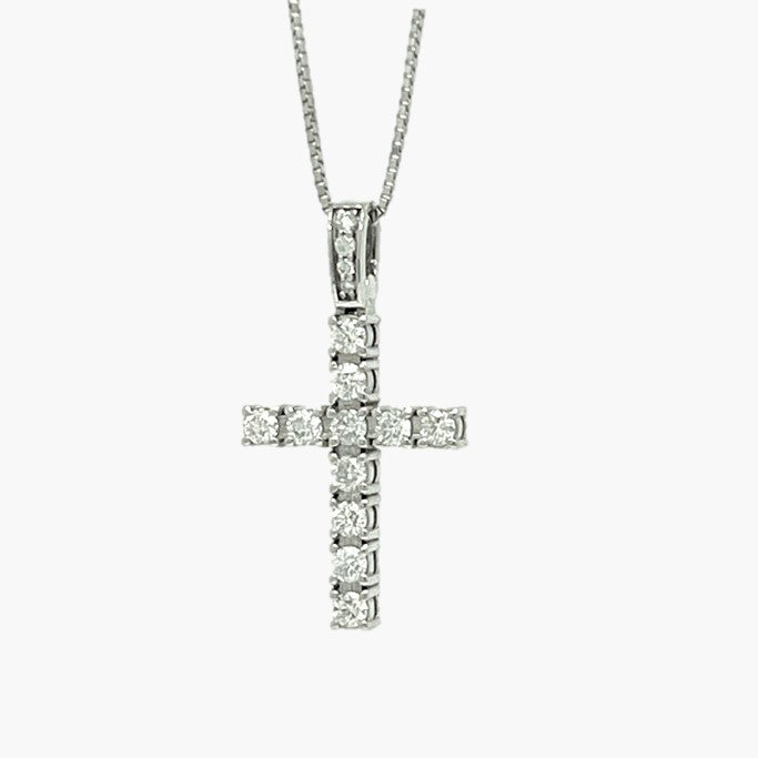 Cross Necklace With Diamonds in 18k White Gold