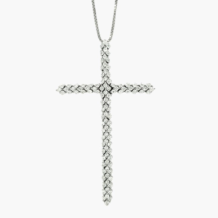 Cross Necklace with Diamonds in 18k White Gold