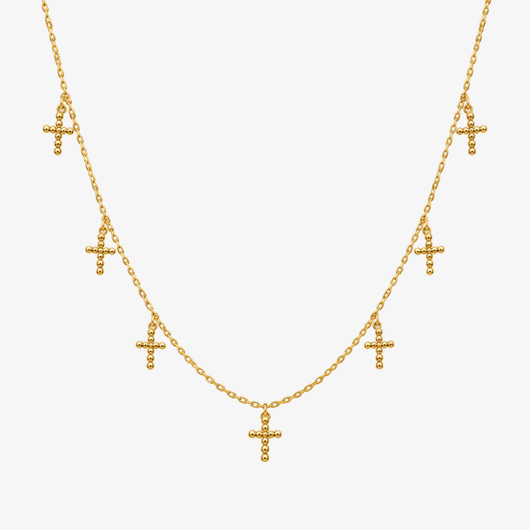 Collar de cruz de oro de 18 quilates - Tamaño: 17,9 pulgadas - Metal: Oro amarillo de 18 quilates