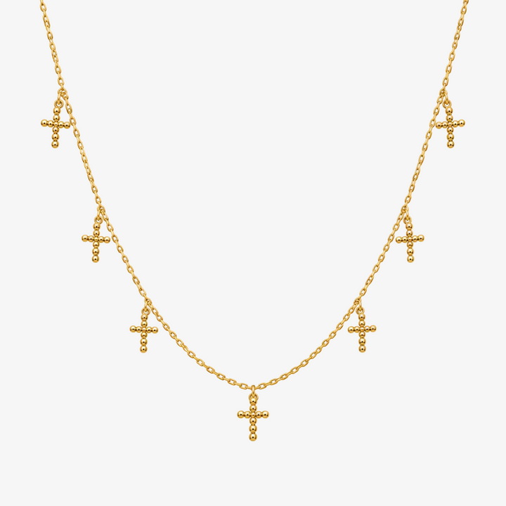 Collar de cruz de oro de 18 quilates - Tamaño: 17,9 pulgadas - Metal: Oro amarillo de 18 quilates