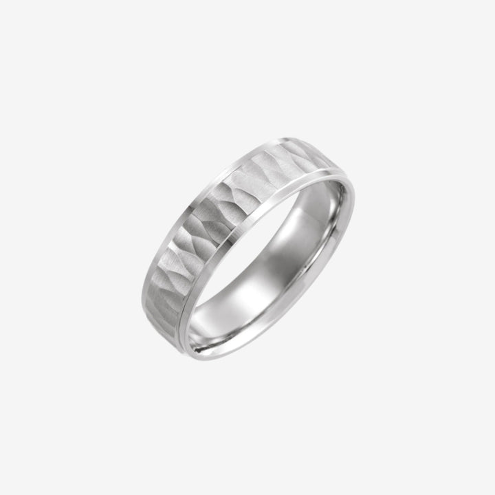 Step-Edge Band Matte Hammered Textured Solid Gold