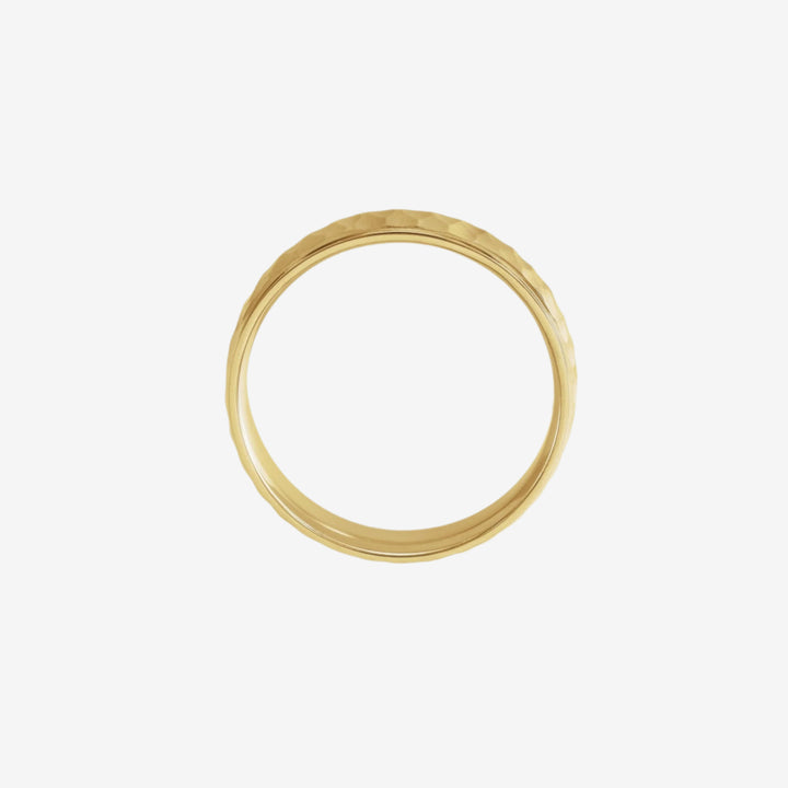 Step-Edge Band Matte Hammered Textured Solid Gold