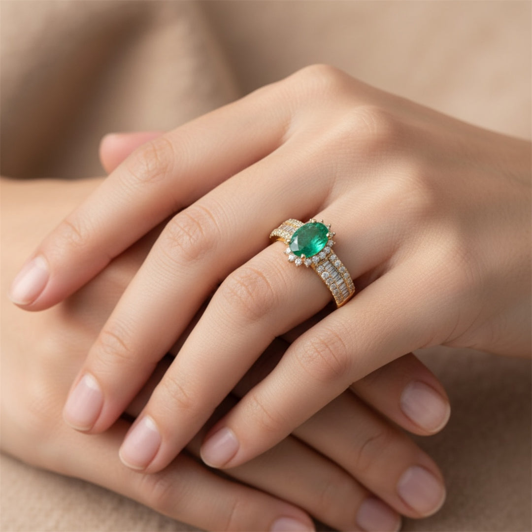Natural Emerald Oval Ring