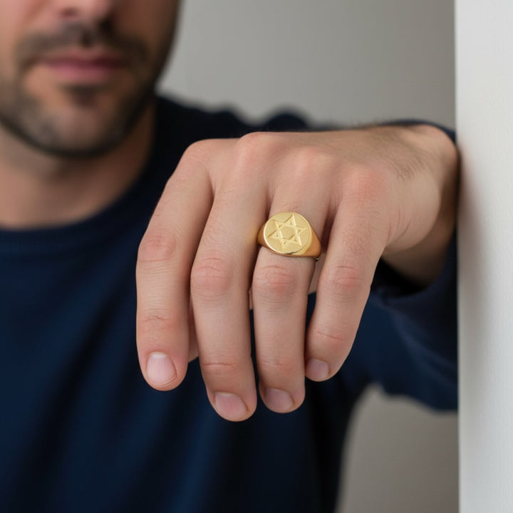 Gold Star of David Signet Ring