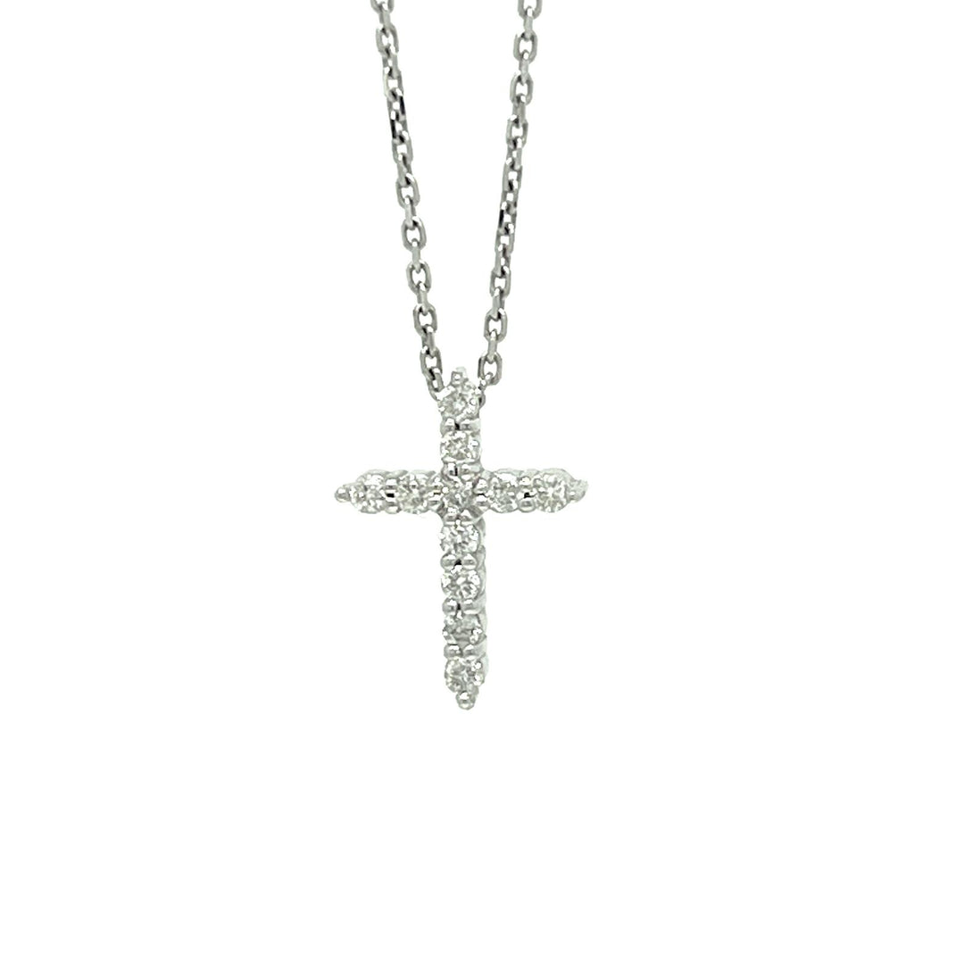 Cross Necklace with Diamonds in 18k White Gold