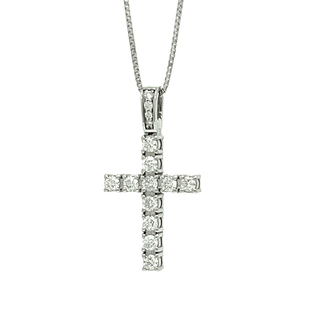 Cross Necklace With Diamonds in 18k White Gold