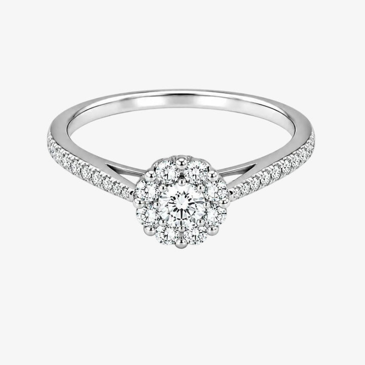 18k White Gold Diamond Flower Ring