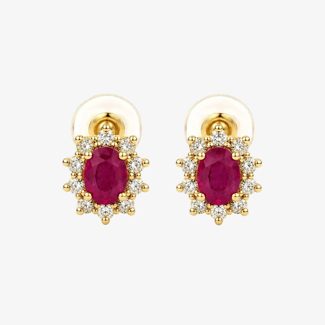 18k Yellow Gold Ruby Stud Earrings