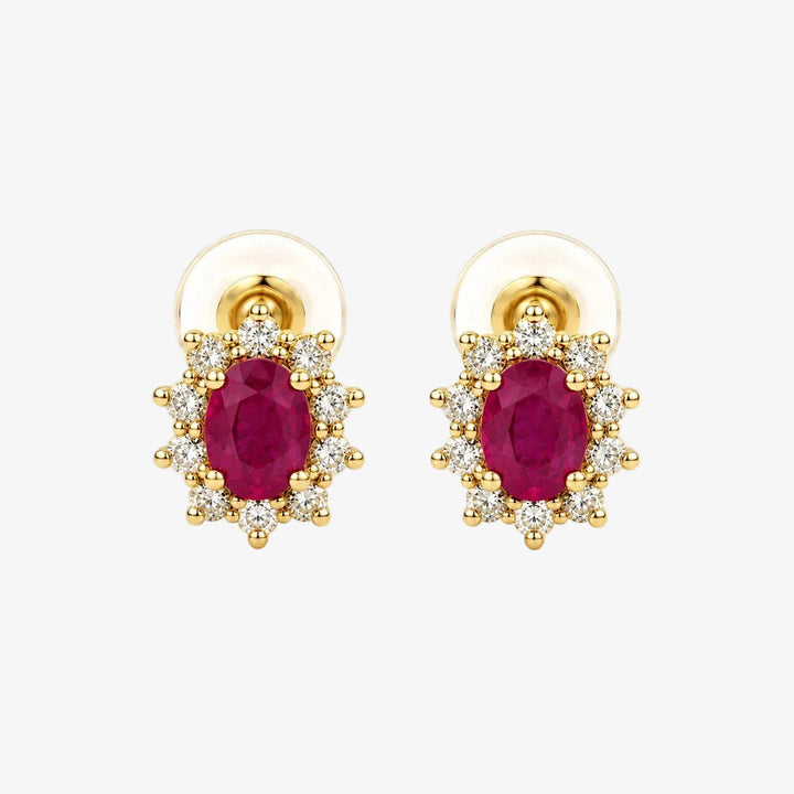 18k Yellow Gold Ruby Stud Earrings