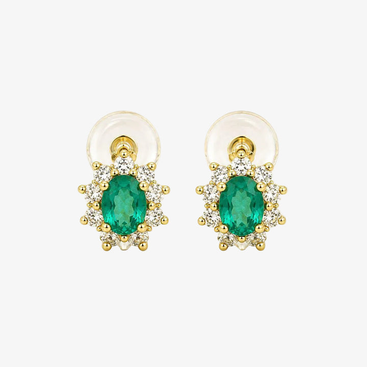 18k Yellow Gold Emerald Stud Earrings