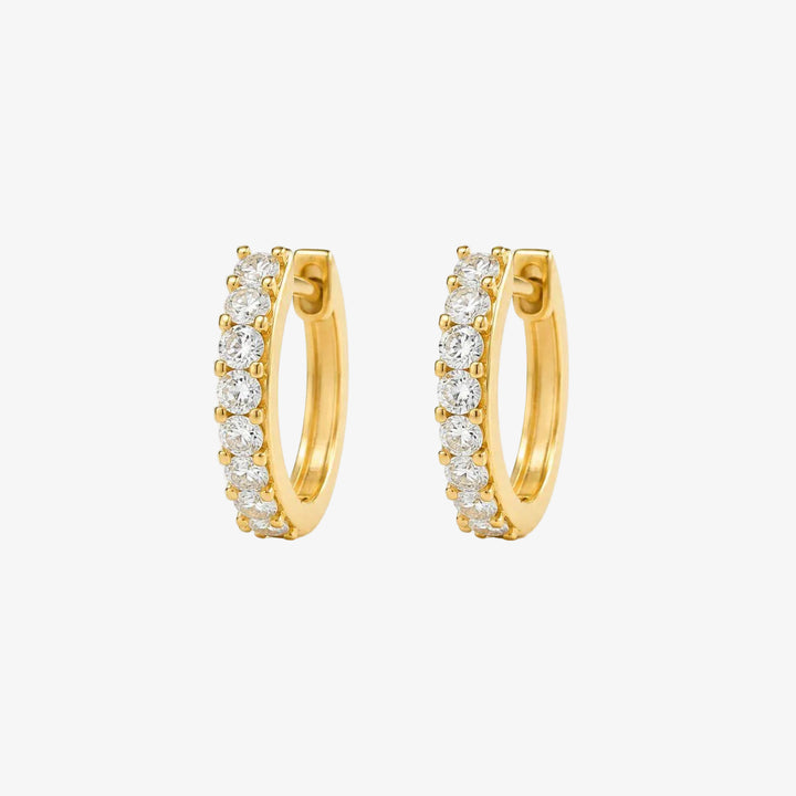 18k Yellow Gold Diamond Hoop Earrings