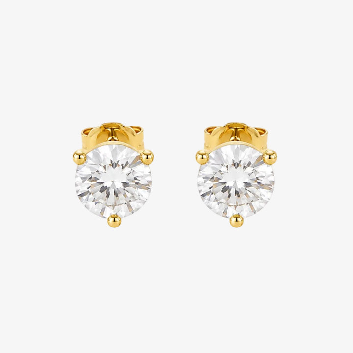 18k Yellow Gold Round Moissanite Stud Earrings