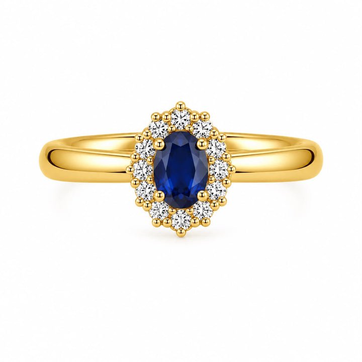 18K Yellow Gold Oval Halo Ring