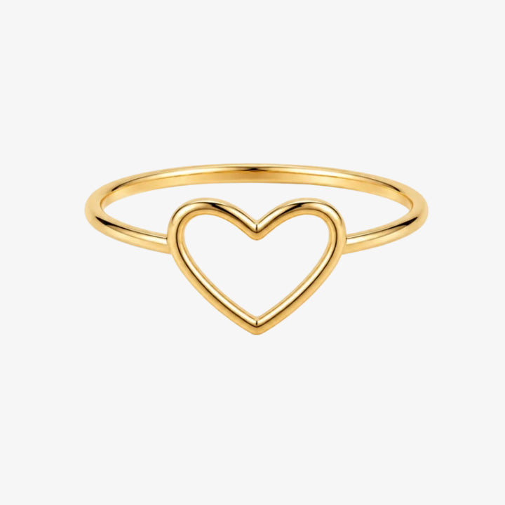 18K Yellow Gold Open Heart Ring