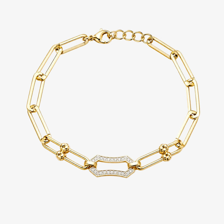 18K Yellow Gold Zirconia Link Bracelet