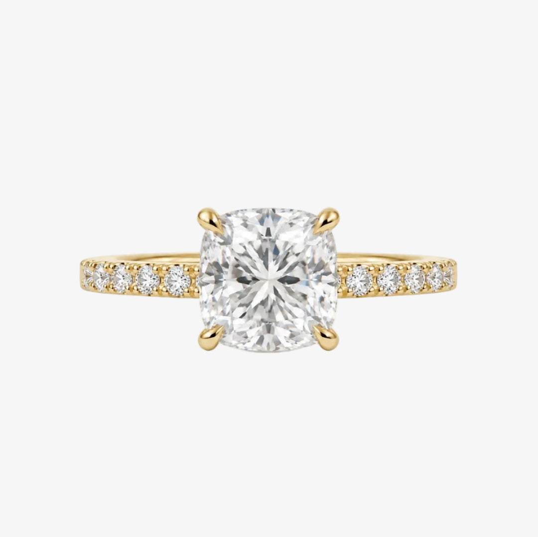18K Yellow Gold Cushion Diamond Engagement Ring