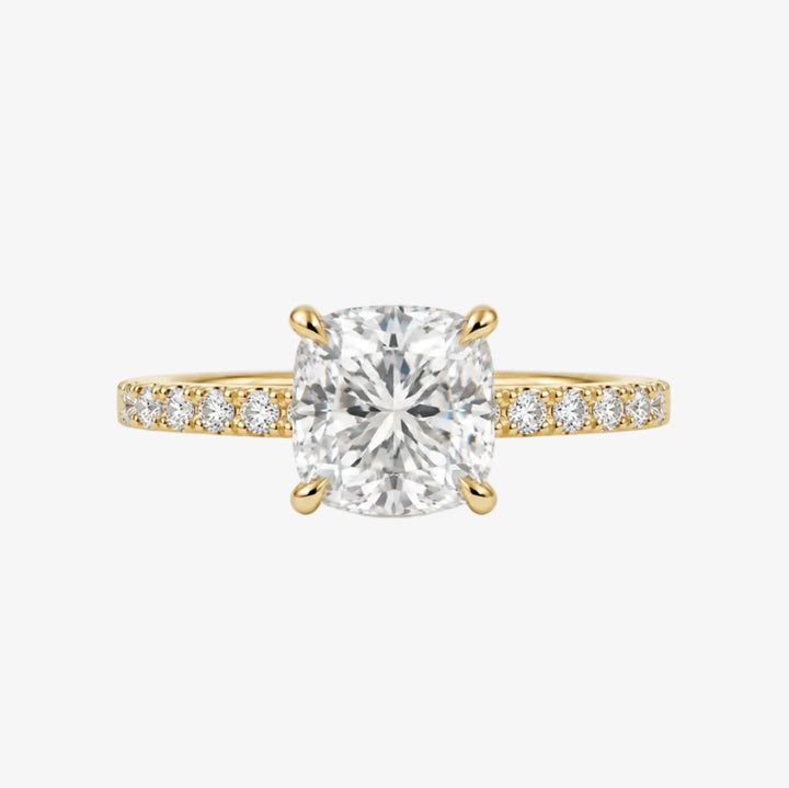18K Yellow Gold Cushion Diamond Engagement Ring