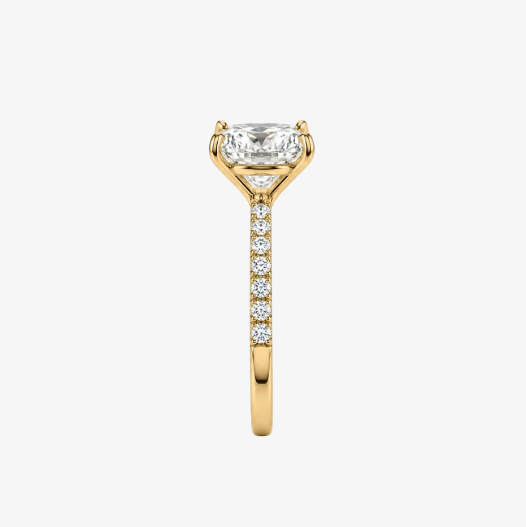 18K Yellow Gold Cushion Diamond Engagement Ring