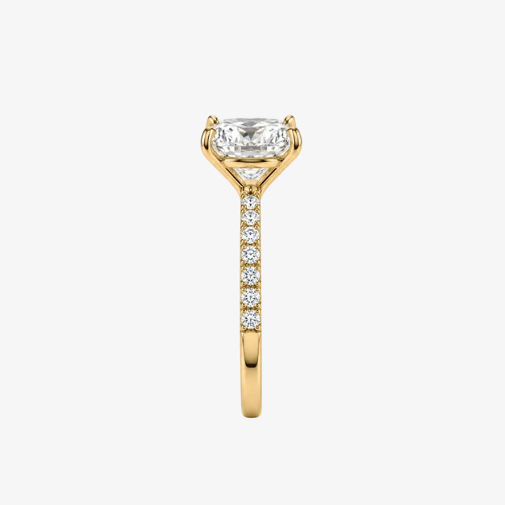 18K Yellow Gold Cushion Diamond Engagement Ring