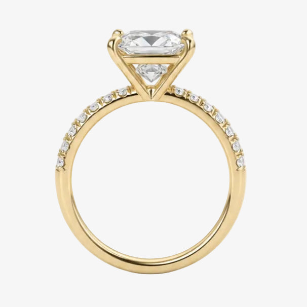 18K Yellow Gold Cushion Diamond Engagement Ring