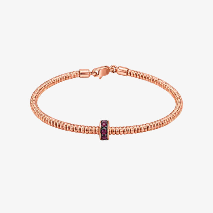 18K Rose Gold Ruby Accent Beaded Bracelet – 0.070 CTW
