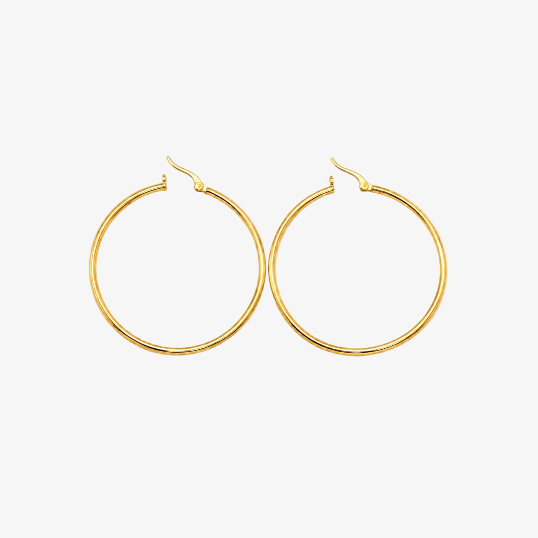 14K Yellow Gold Classic Large Hoop Earrings – 52.5mm