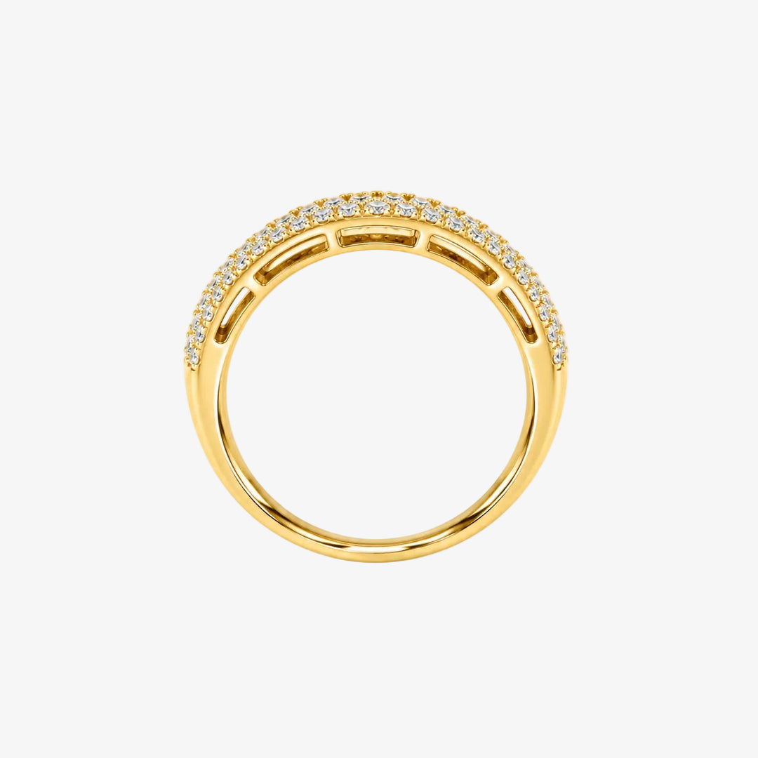 18K Yellow Gold Natural Diamond Multi-Row Band Ring – 7mm