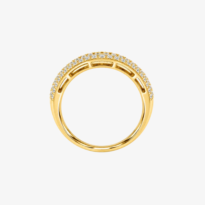18K Yellow Gold Natural Diamond Multi-Row Band Ring – 7mm