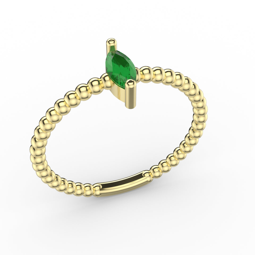 Navete Gemstone Ring in 18k Gold