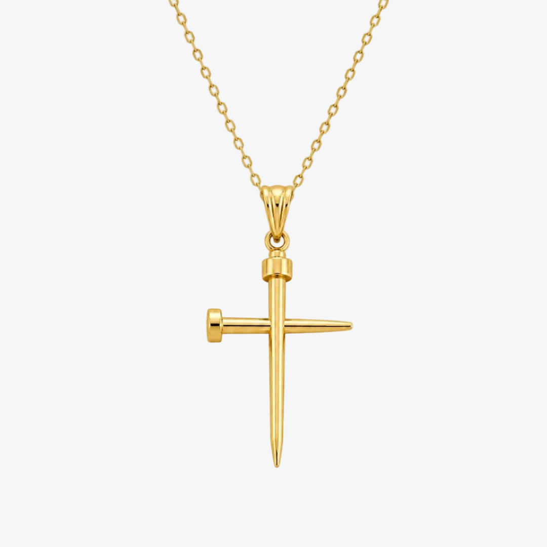 14k Gold Nail Cross Pendant