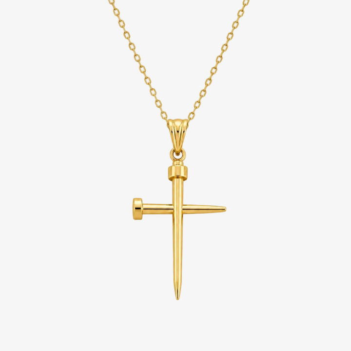 14k Gold Nail Cross Pendant