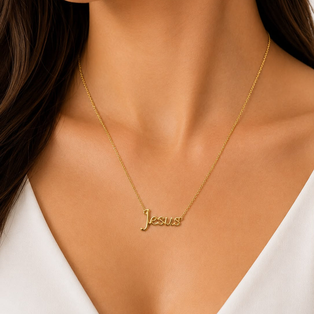 18k Yellow Gold Jesus Necklace
