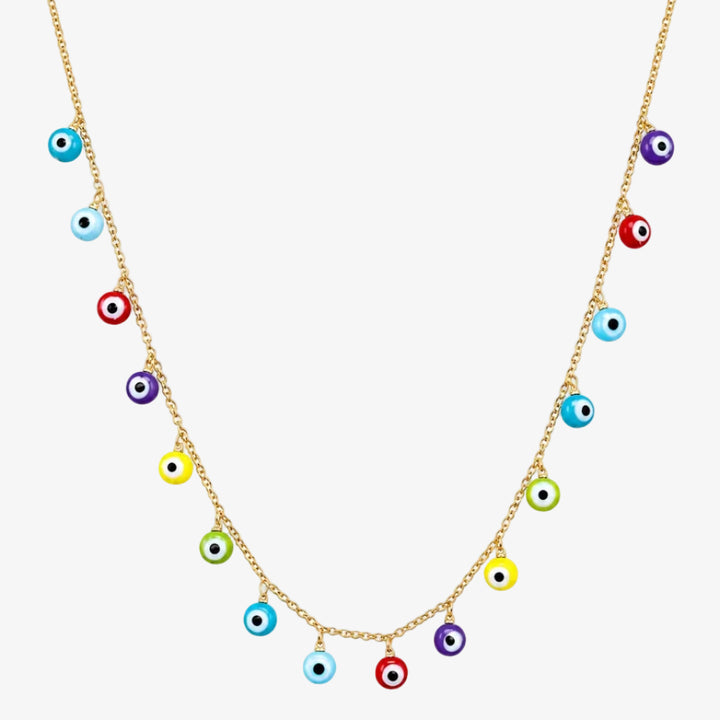 18k Gold Greek Eye Color Necklace