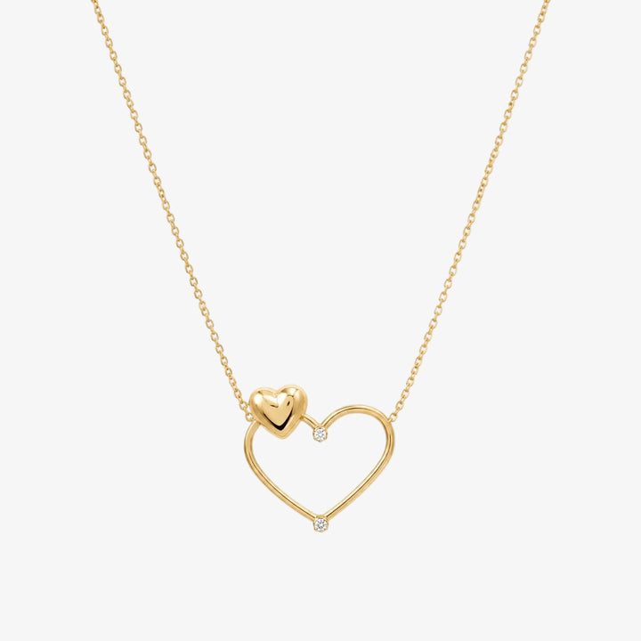 Double Heart Necklace 18k Gold