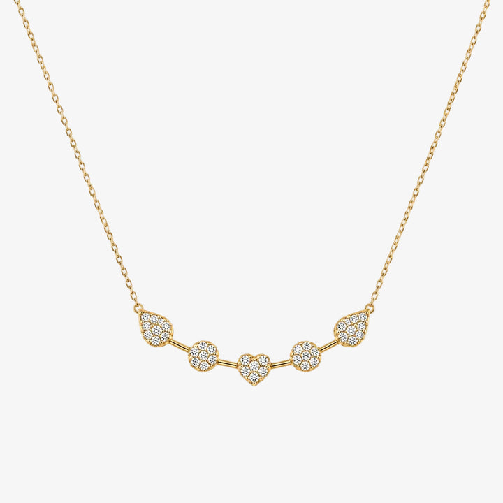 18k Yellow Gold Diamond Different Shapes Necklace