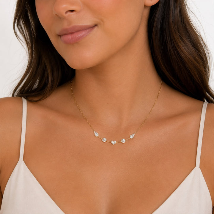 18k Yellow Gold Diamond Different Shapes Necklace