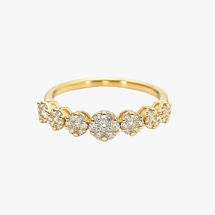 Gold Diamond Flower Band Ring