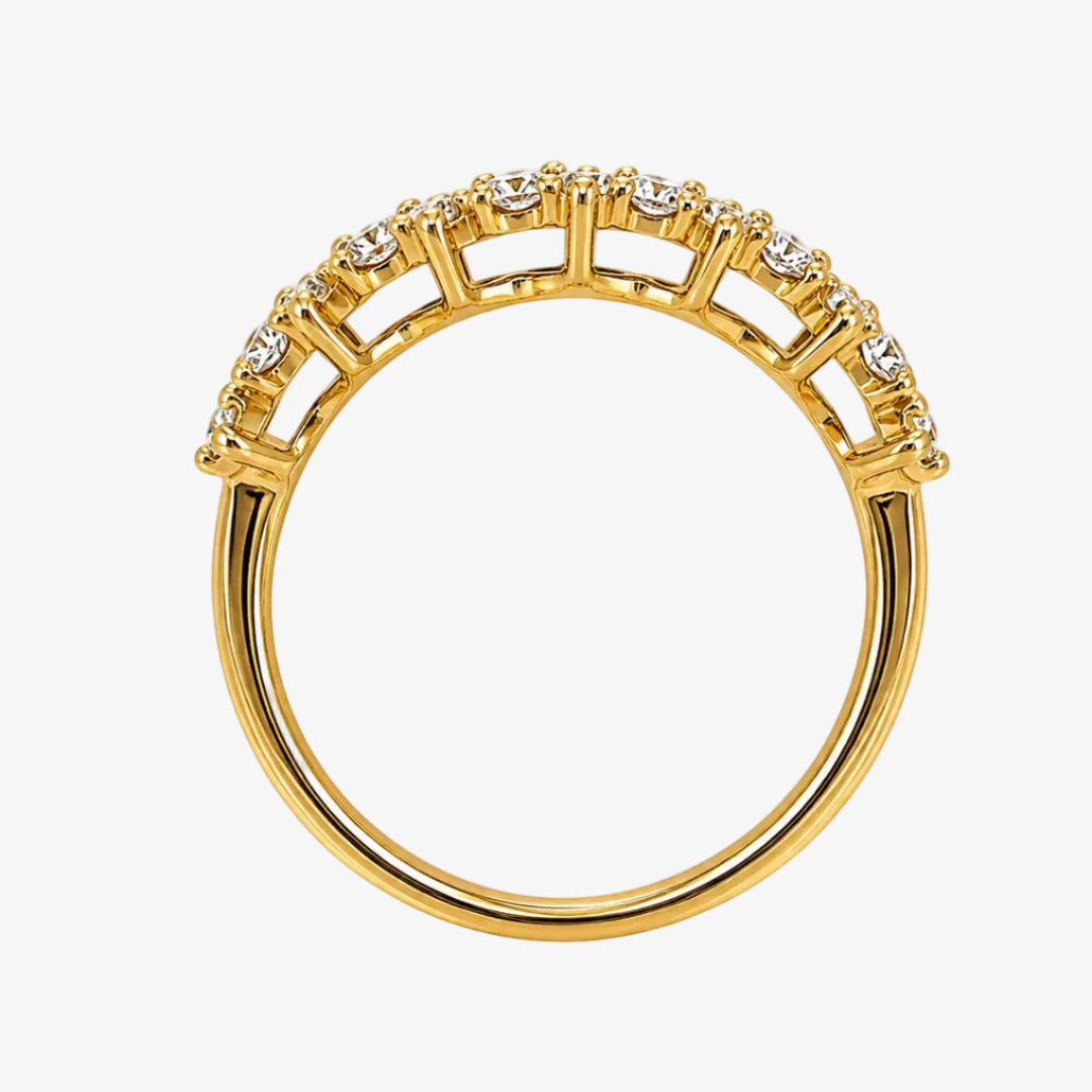 Gold Diamond Flower Band Ring