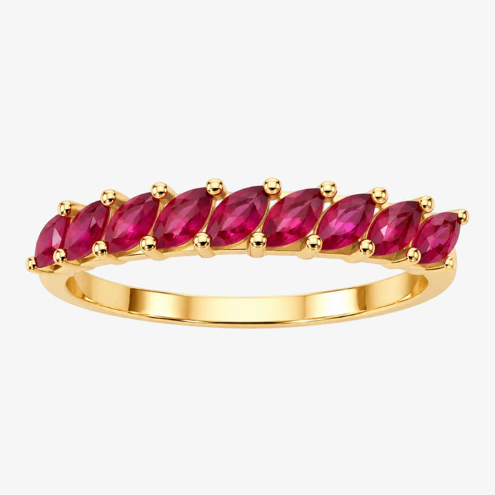 Anillo de oro con rubí de 18 quilates - Piedras: 9 rubíes - Metal: Oro amarillo de 18 quilates