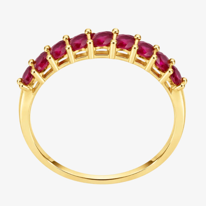 Anillo de oro con rubí de 18 quilates - Piedras: 9 rubíes - Metal: Oro amarillo de 18 quilates