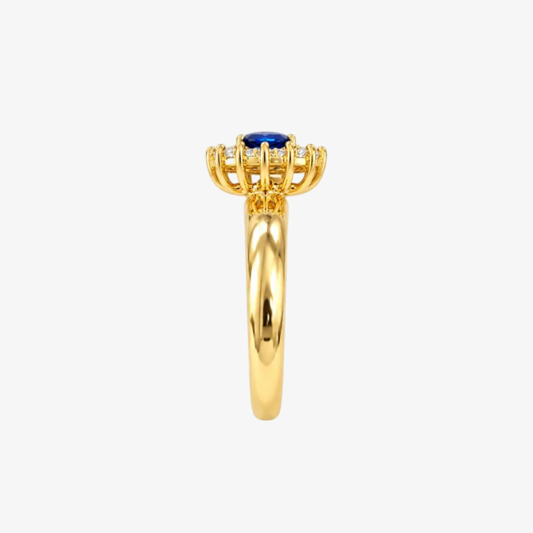 18K Yellow Gold Oval Halo Ring