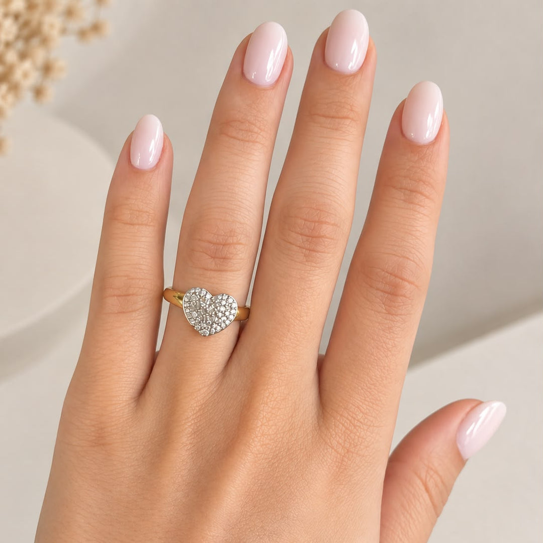 18K Yellow Gold Heart Ring