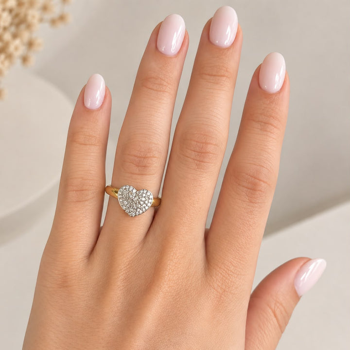 18K Yellow Gold Heart Ring