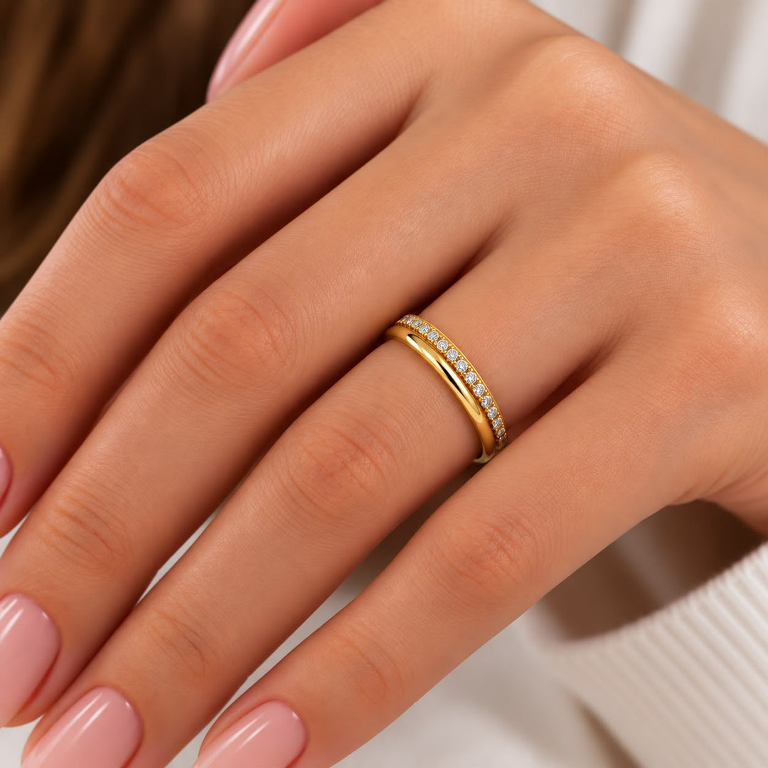 18K Yellow Gold 2-in-1 Lab Diamond Wedding Band