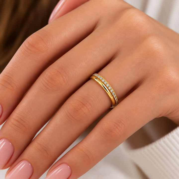 18K Yellow Gold 2-in-1 Lab Diamond Wedding Band