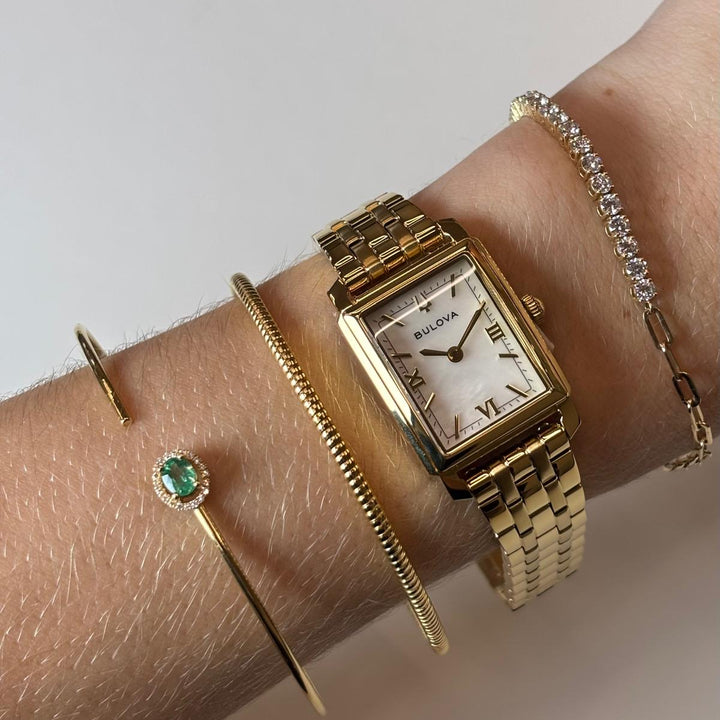18K Yellow Gold Emerald &amp; Diamond Flexible Open Cuff Bracelet