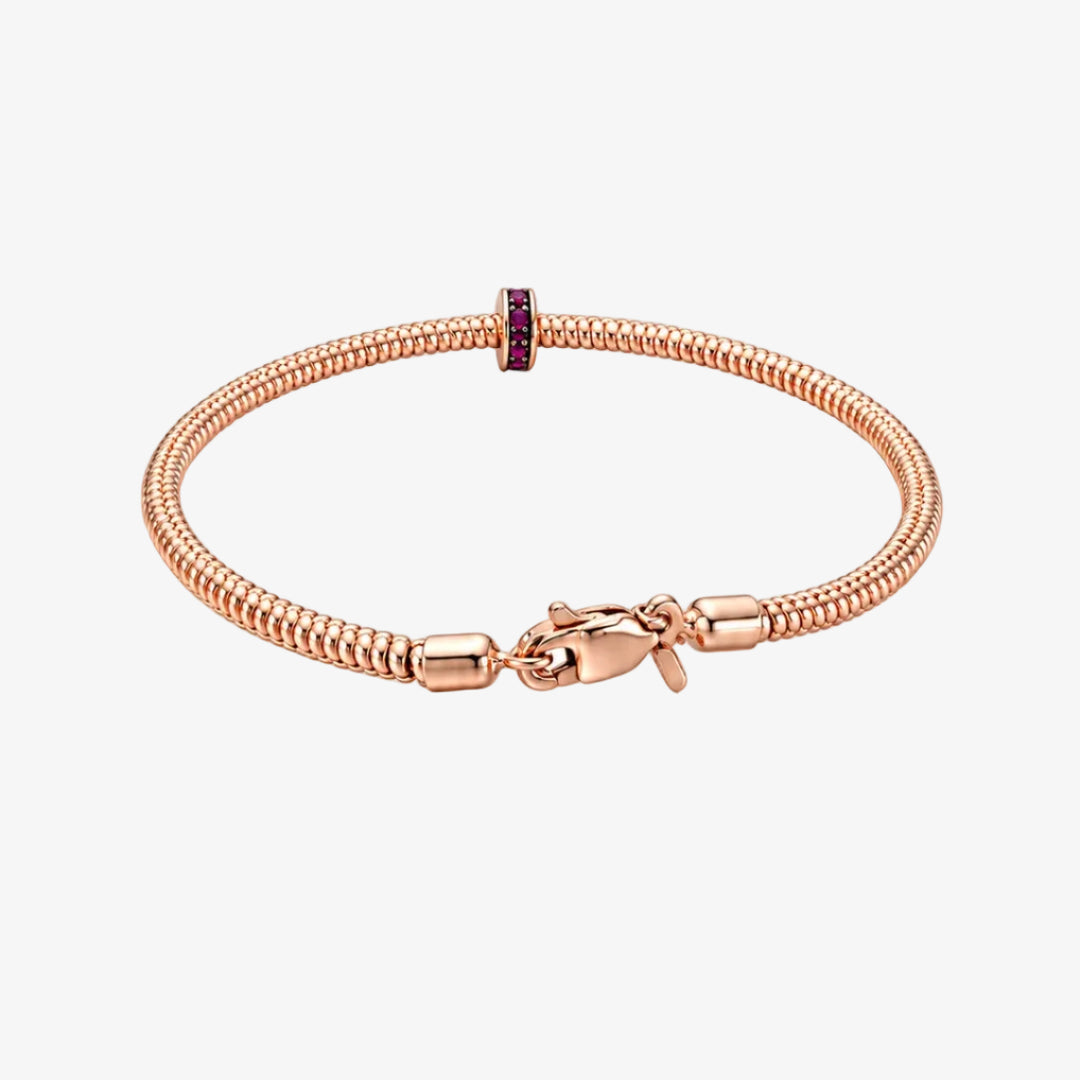 18K Rose Gold Ruby Accent Beaded Bracelet – 0.070 CTW
