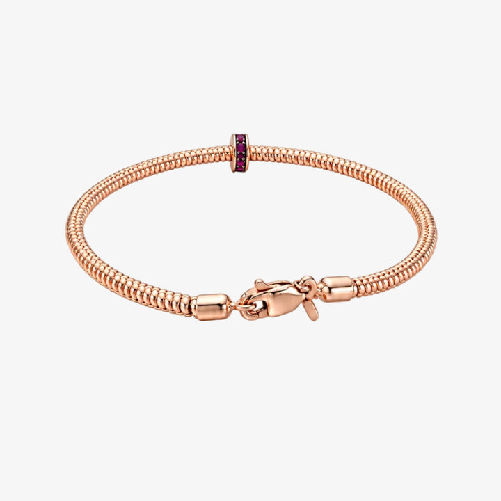 18K Rose Gold Ruby Accent Beaded Bracelet – 0.070 CTW